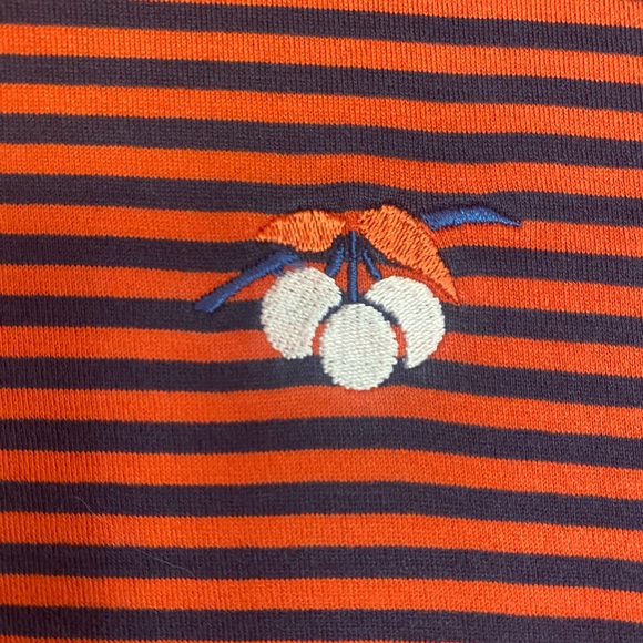 Peter Millar orange and navy polo shirt. Size Large - Picture 4 of 4